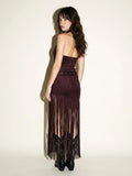 High Neck Fringe Dress with Western Buckle Belt
