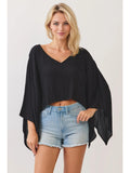 Solid Kimono Sleeve Crop Top