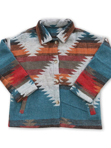 Blue Aztec Baby Kids Flannel Button Up Shirt