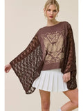 Free Bird Vintage Graphic Lace Wing Oversized Top
