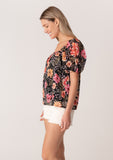 Floral Square Neck Puff Sleeve Blouse