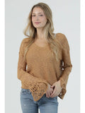 V Neck Flare Sleeve Light Weight Knit Pu