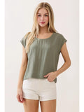 Woven Boxy Top with Extended Sleeve