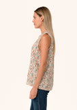 Vintage Floral Sleeveless Button Front Top