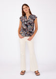 V-Neck Poplin Floral Top