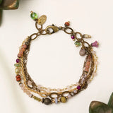 Wildflower 7.25-8" Faceted Fluorite, Shell, Faceted Czech Glass Multistrand Bracelet