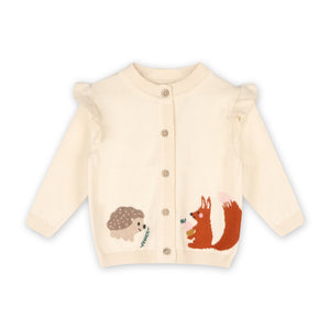 Woodland Animal Jacquard Baby Button Cardigan Organic Cotton