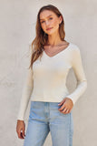 V Neck Fitted Light Sweater