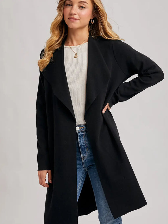 Modern Open Front Longline Knit Cardigan