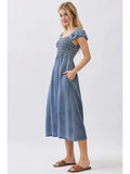Tencel Smocking Bodice Midi Dress - Wild Skyes