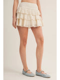 Floral Eyelet Tiered Ruffle Skirt