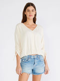 Ruched Dolman Sleeve Button Front Blouse - Wild Skyes