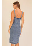 Rodeo Night Out Midi Stretchy Denim Dress - Wild Skyes