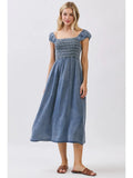 Tencel Smocking Bodice Midi Dress - Wild Skyes