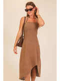 Stretch Denim Halter Midi Dress