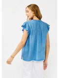 Tencel Flutter Sleeve Button-Down Top