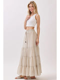 Tiered Coconut Tie Detail Maxi Skirt