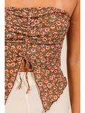 Floral Ruched Strapless Handkerchief Top