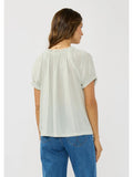 Ruffle Neck Puff Sleeve Pintuck Top - Wild Skyes