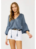 Long Sleeve Bishop Raglan Boho Top - Wild Skyes