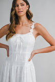 Floral Embroidered Lace Trim Strap Midi Dress
