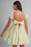 Eyelet Lace Ruffle Trim Shoulder Strap Babydoll Mini Dress