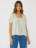 Ruffle Neck Puff Sleeve Pintuck Top - Wild Skyes