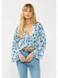 Batwing Tie-Front Piping Top - Wild Skyes