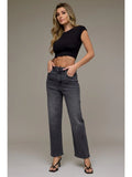 Charcoal Wash Clean Stretch 28" Inseam Wide Straight