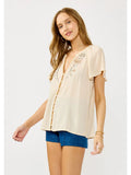 Blanket Stitch Embroidered Gauze Top - Wild Skyes