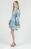 Wide Sleeve V Neck Smocked Waist Short Dress