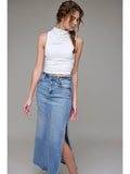 Medium Light Side Slit Stretch Midi Skirt - Wild Skyes
