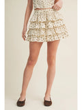 Mixed Floral Print Tiered Ruffle Skort - Wild Skyes