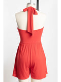 Solid Halter Neck Romper