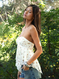 Apricot Floral Stripe Sheer Babydoll Tank Top - Wild Skyes