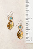 Thrive Italian Hammered Bronze, Blue Apatite, Peridot And Diamond Cut Sterling Silver Chain Dangles Cluster Earrings - Wild Skyes