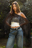 Solena Crystal Sequin Tassel Fringe Crochet Cape
