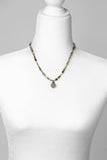 Thrive 17-19" Labradorite Czech Glass, Sunstone Moonstone, Chyrsocolla With Detailed Hill Tribe Silver Puffed Spiral Flower Simple Necklace - Wild Skyes