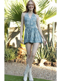 V Neck Halter Romper with Buttons - Wild Skyes