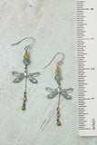 Wisdom Within Kyanite, Czech Glass With Patina Antique Silver Dragonfly Cluster Earrings - Wild Skyes