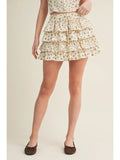 Mixed Floral Print Tiered Ruffle Skort