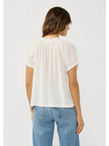 Ruffle Neck Puff Sleeve Pintuck Top - Wild Skyes