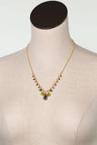 Prosperity 18.5-20.5" Blue Teardrop Bezel, Olive Jade, Czech Glass Simple Necklace
