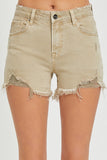 Mid Rise Shorts With Frayed Hem