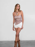 Sana Strapless Mesh Print Bandeau Top Western Boho Top - Wild Skyes