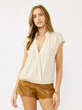Elastic Waist Surplice Collared Blouse