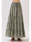 Tiered Coconut Tie Detail Maxi Skirt