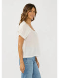 Ruffle Neck Puff Sleeve Pintuck Top - Wild Skyes