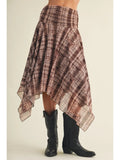 Shirred Yoke Geometric Plaid Skirt - Wild Skyes