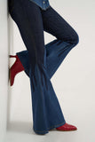 Wrangler® X Lainey Wilson Pull on Bell Bottom Flame Jean - Dark Denim